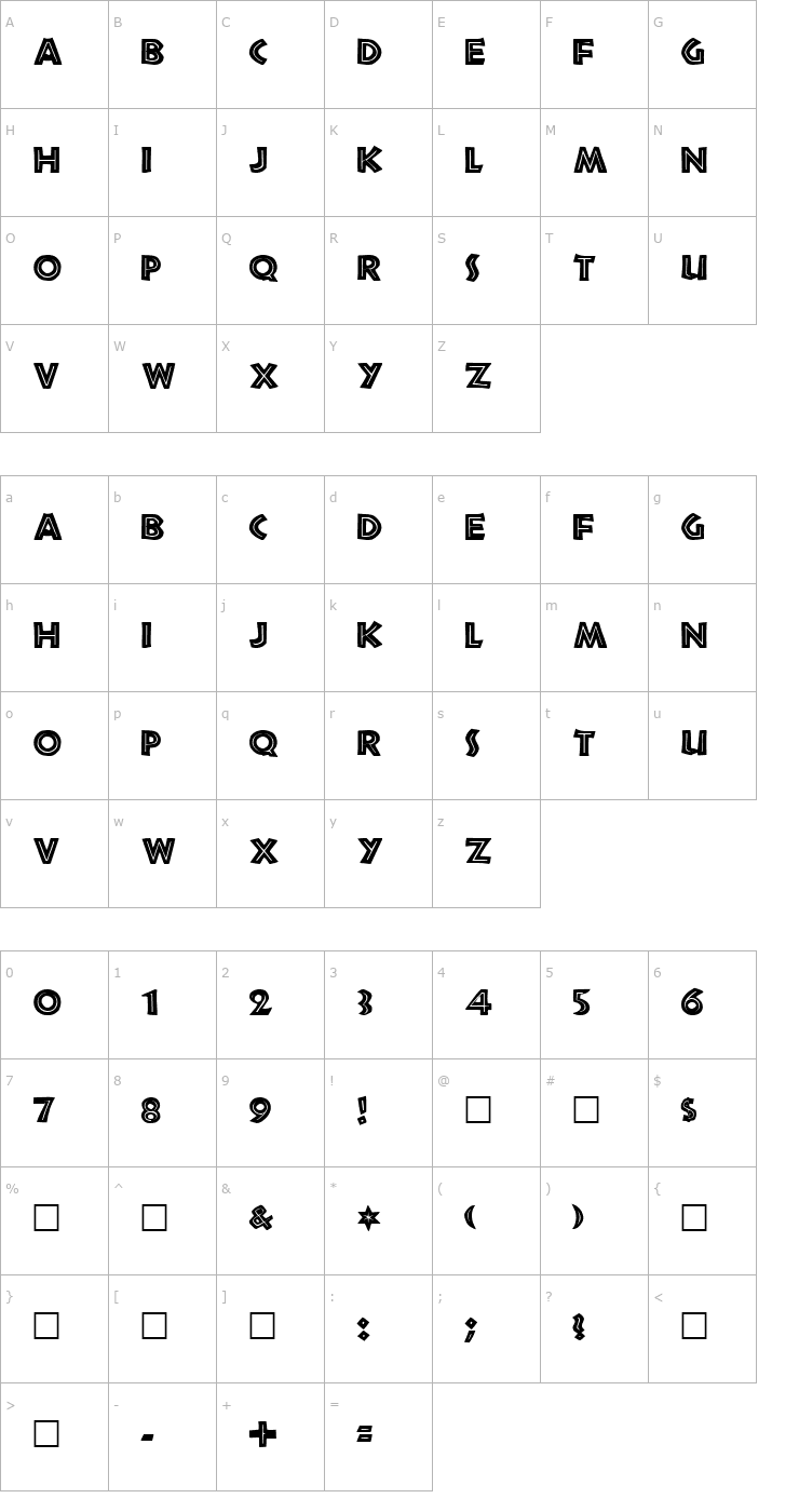 Character Map Tribeca Regular Font