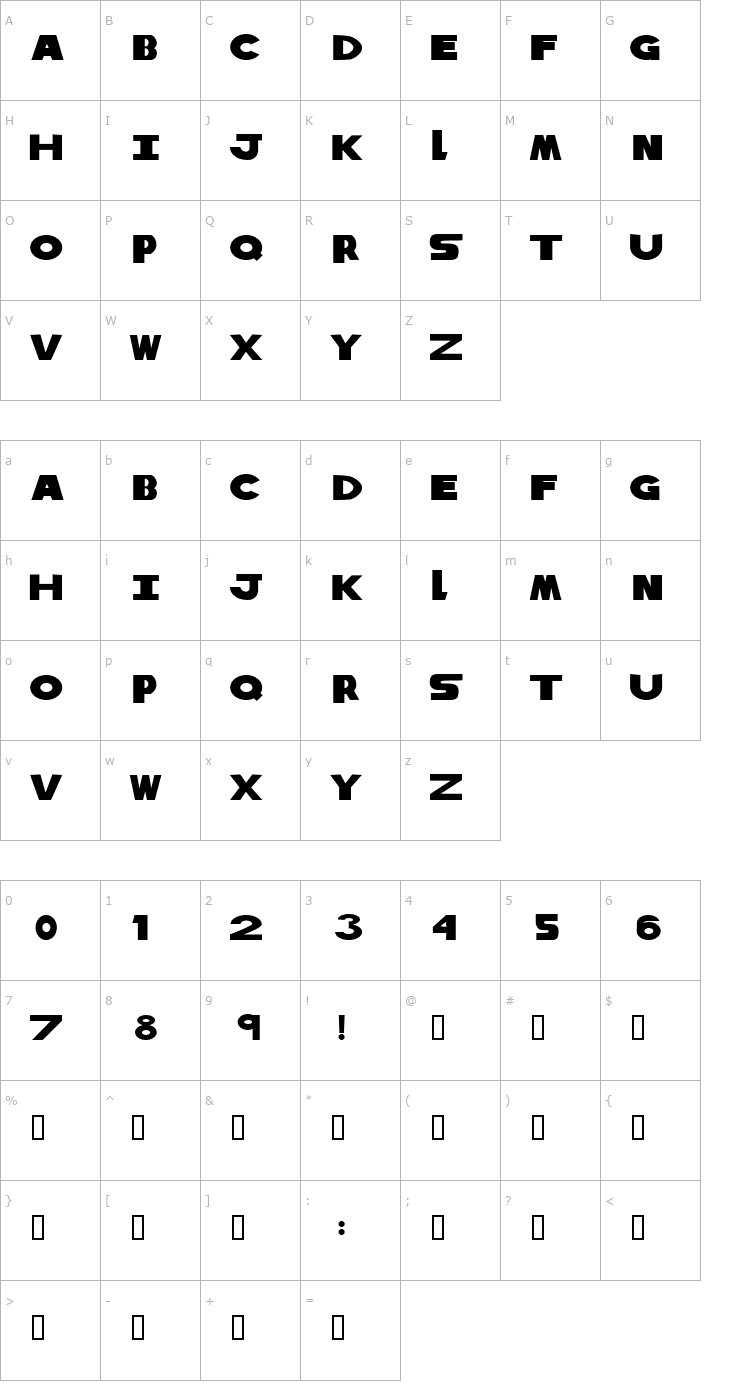 Character Map Tribute to Nova Font