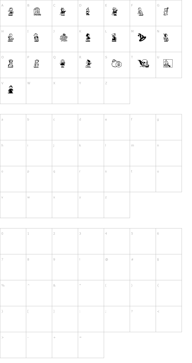 Character Map Tricks-N-Treats Font