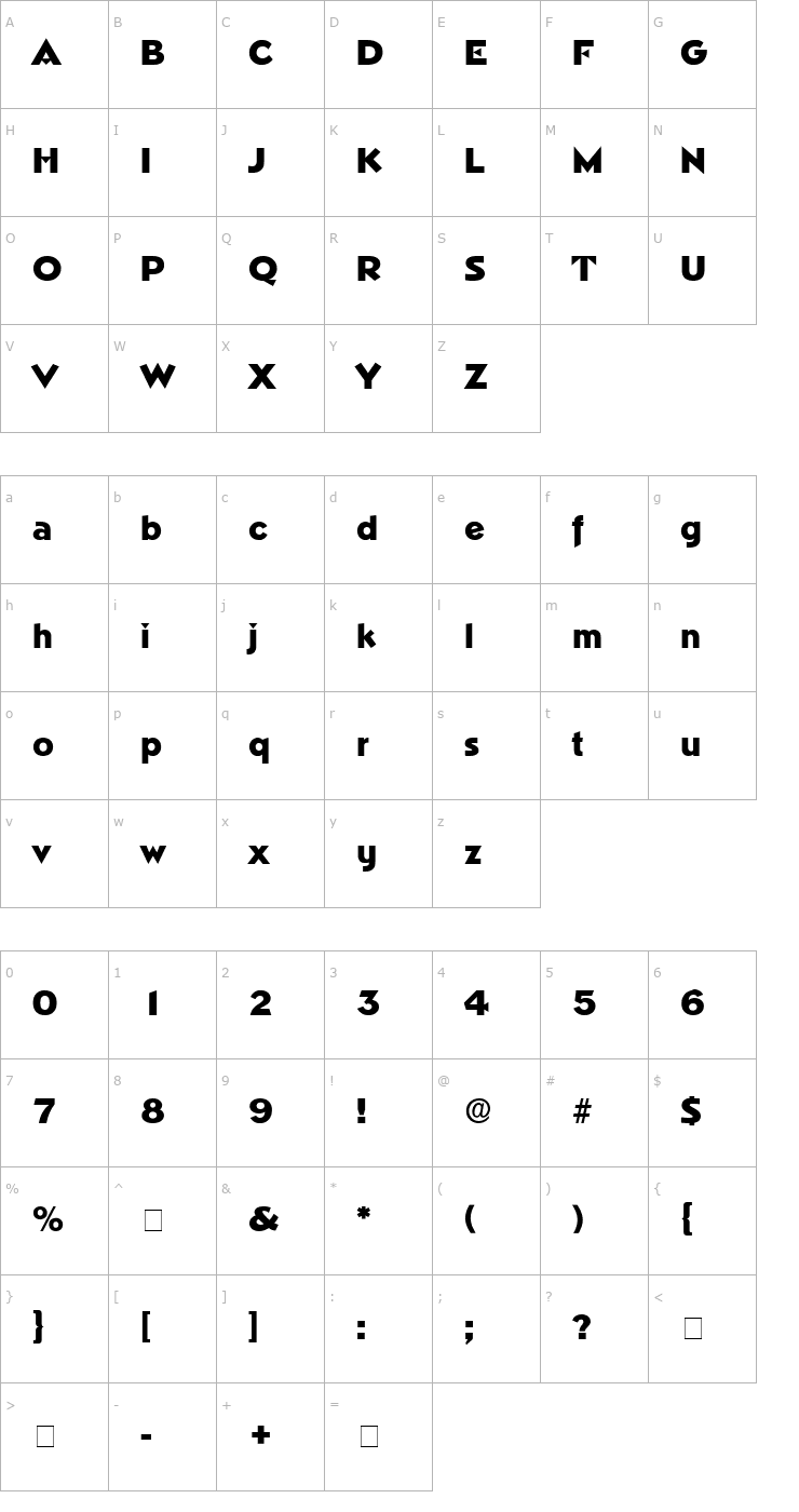 Character Map Tricorne Display SSi Font
