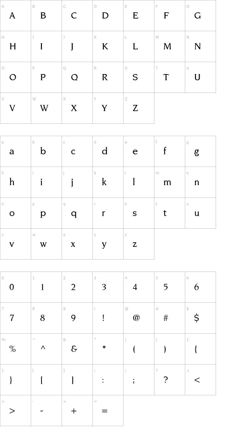 Character Map Trident Medium SSi Medium Font