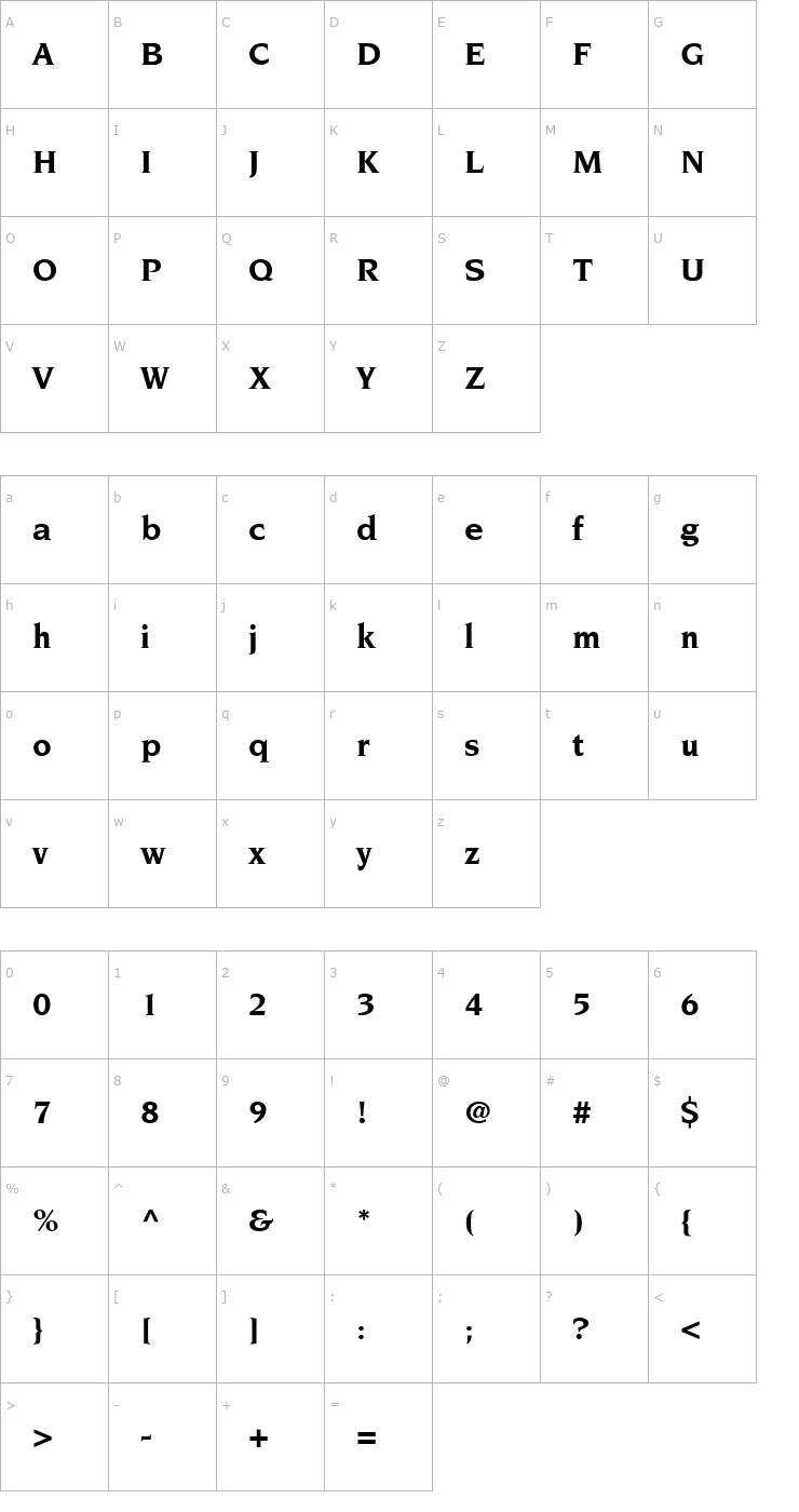 Character Map Trident SSi Bold Font