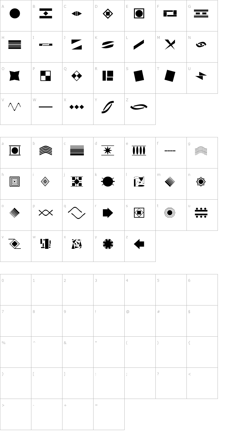 Character Map Trinkets JL Font
