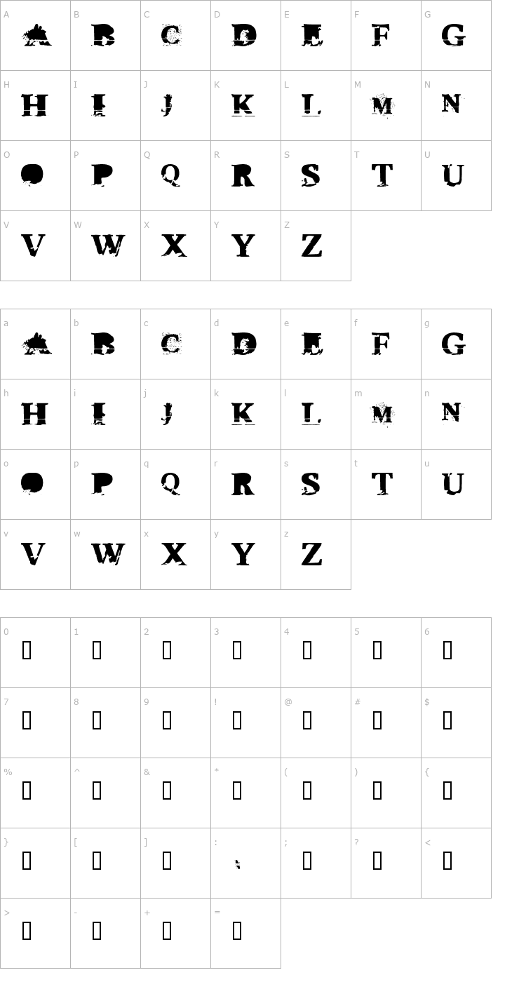 Character Map Triple XXX Font