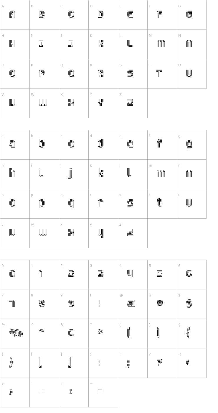 Character Map Trisect Font