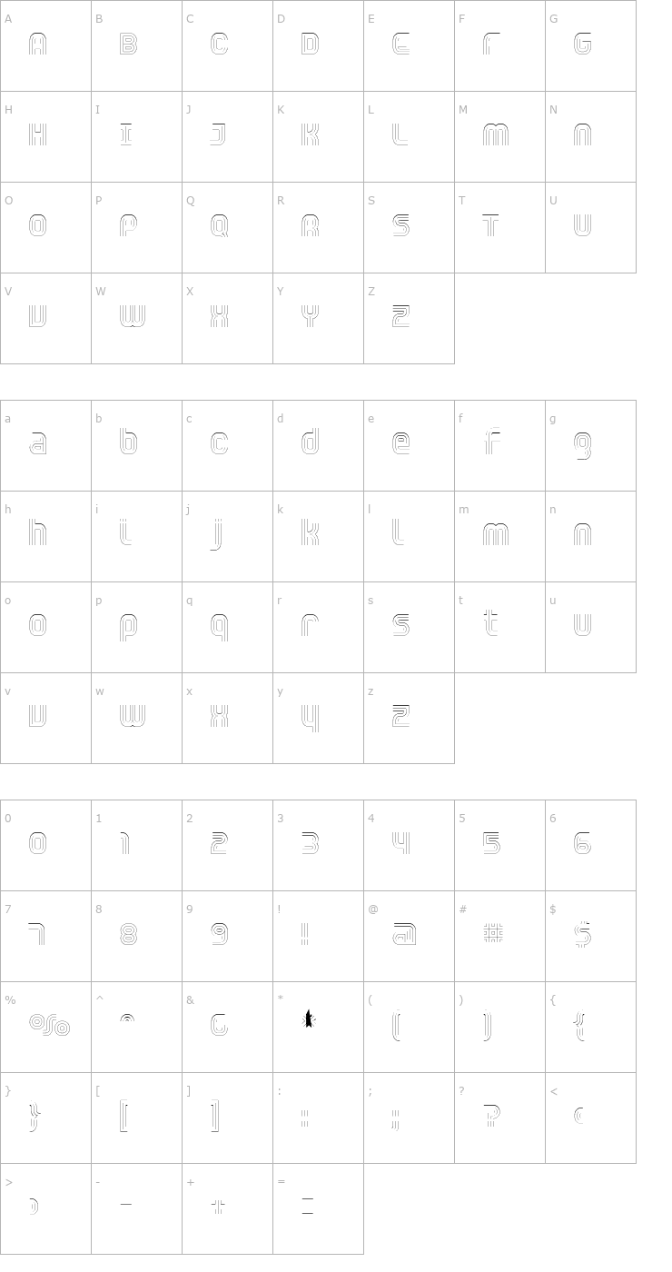 Character Map Trisect Thin Font