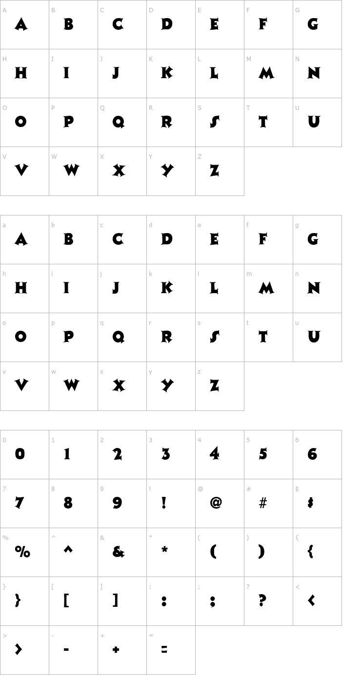 Character Map Tristan Regular Font