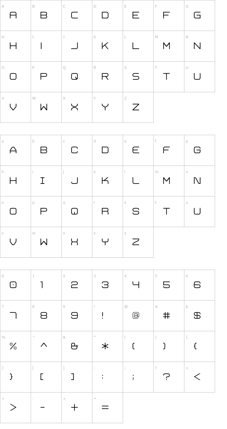 Character Map Trivial Light Font