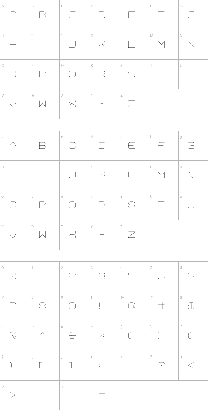 Character Map Trivial UltraLight Font