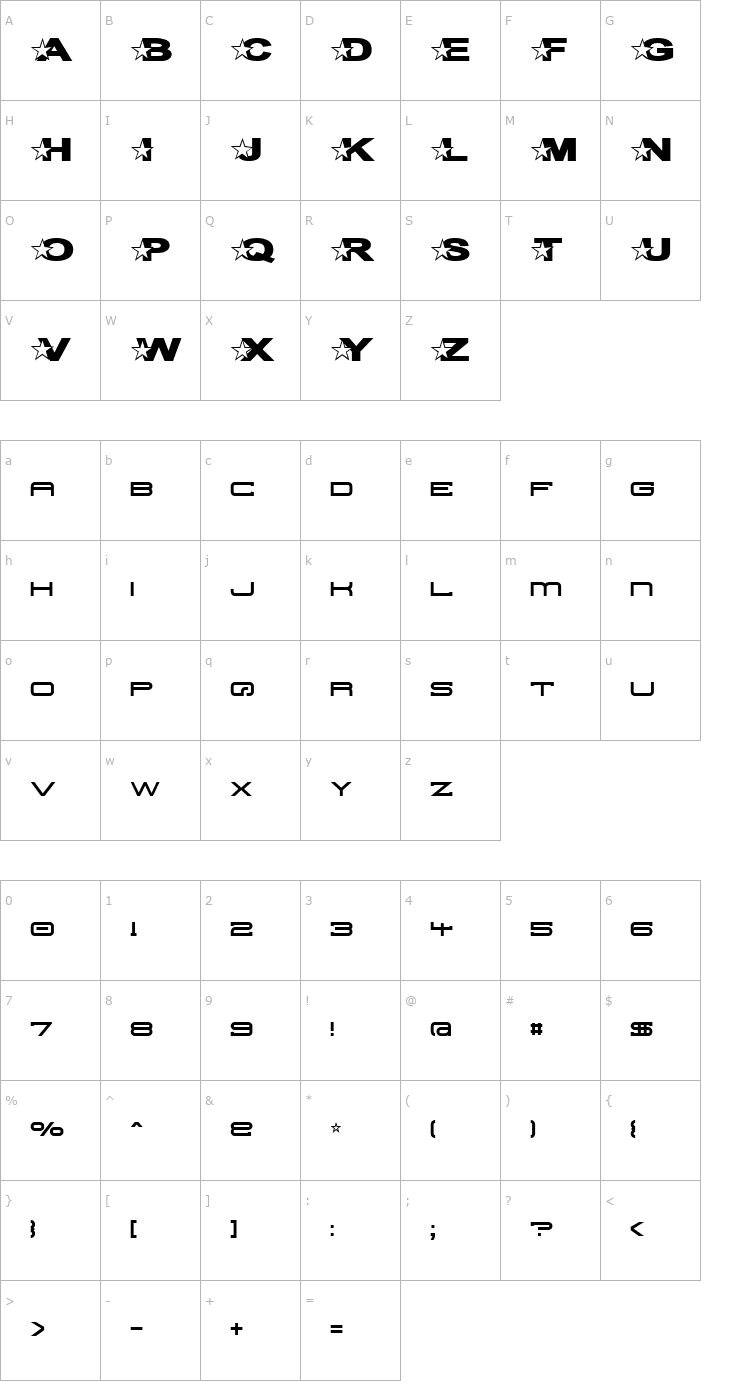 Character Map Troglodyte Pop Font