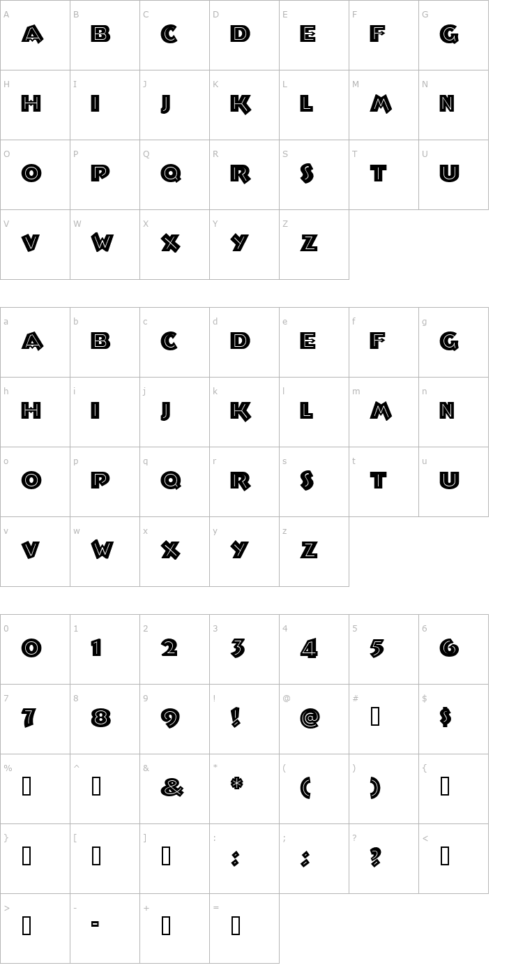 Character Map TroglodyteNF Font