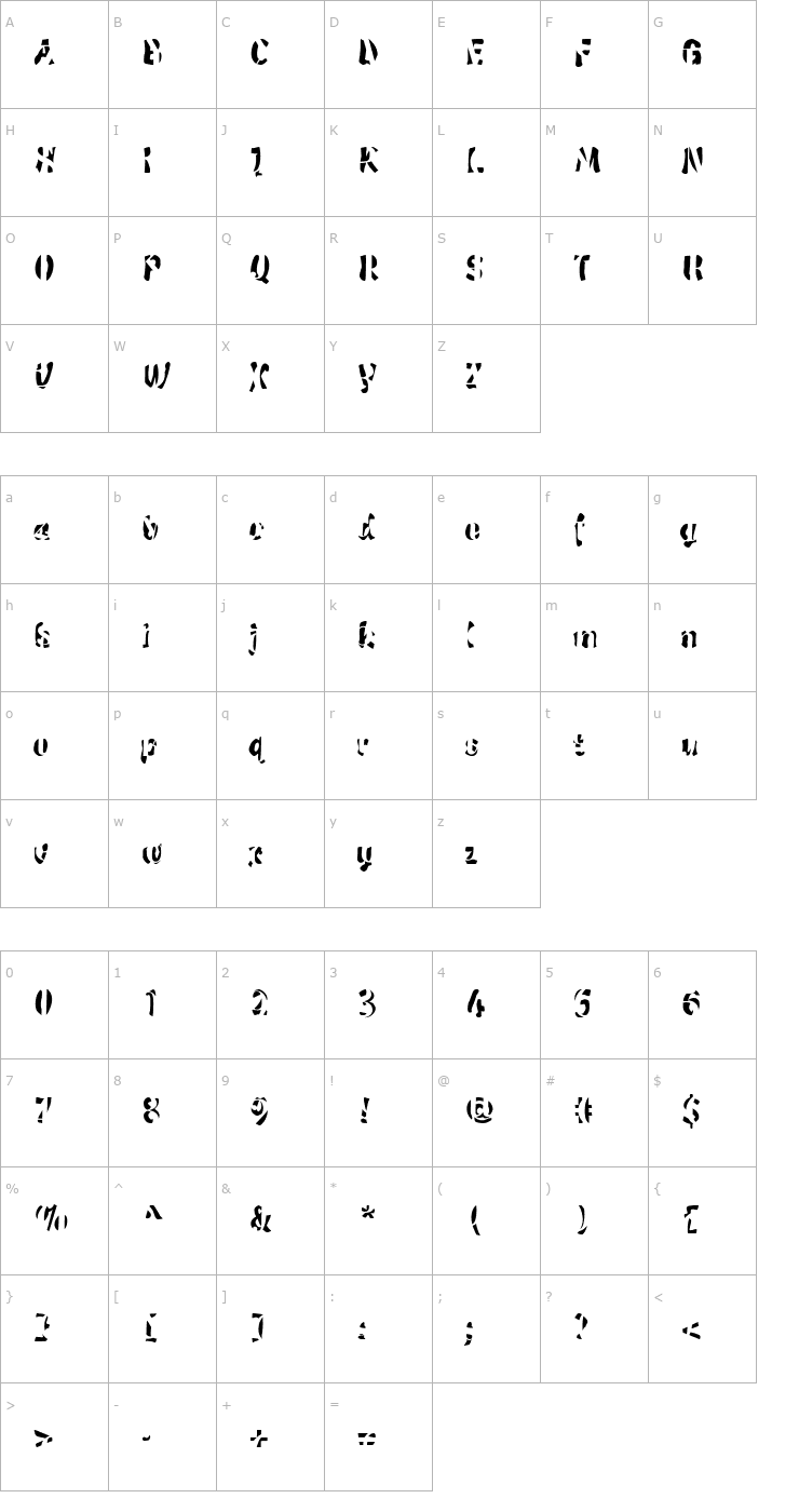 Character Map Trojan Font