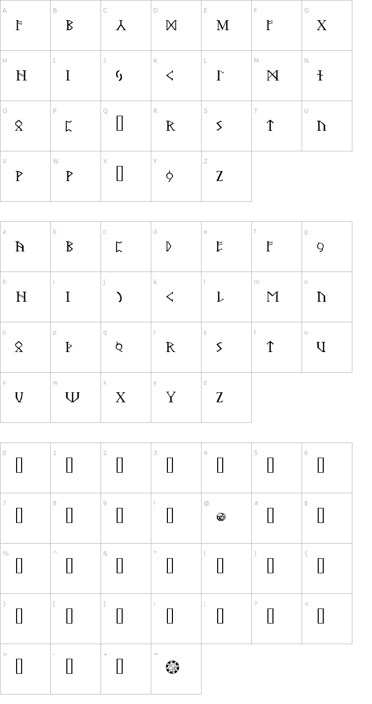 Character Map Troll Oathbound Font