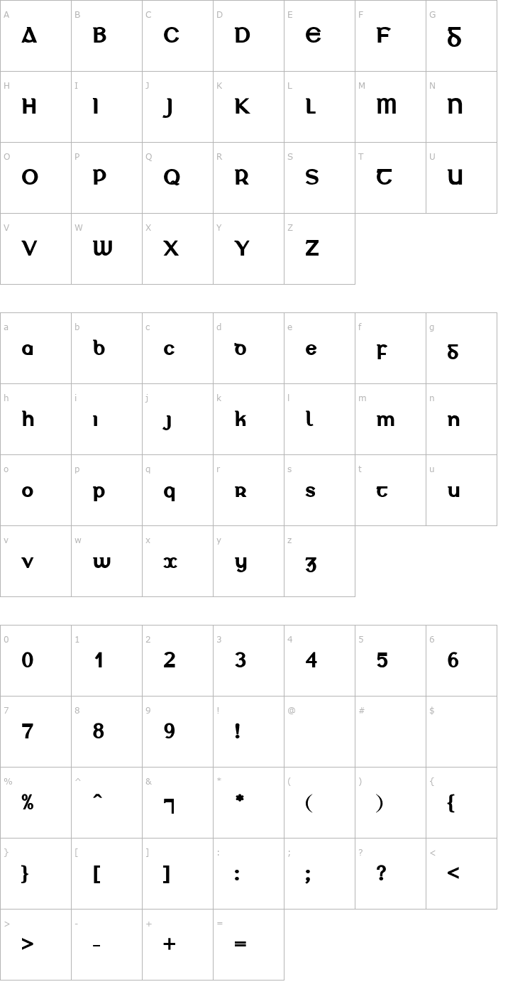 Character Map Tromchló Font