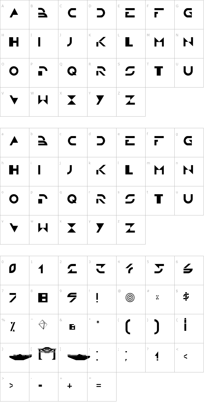 Character Map TRON Font