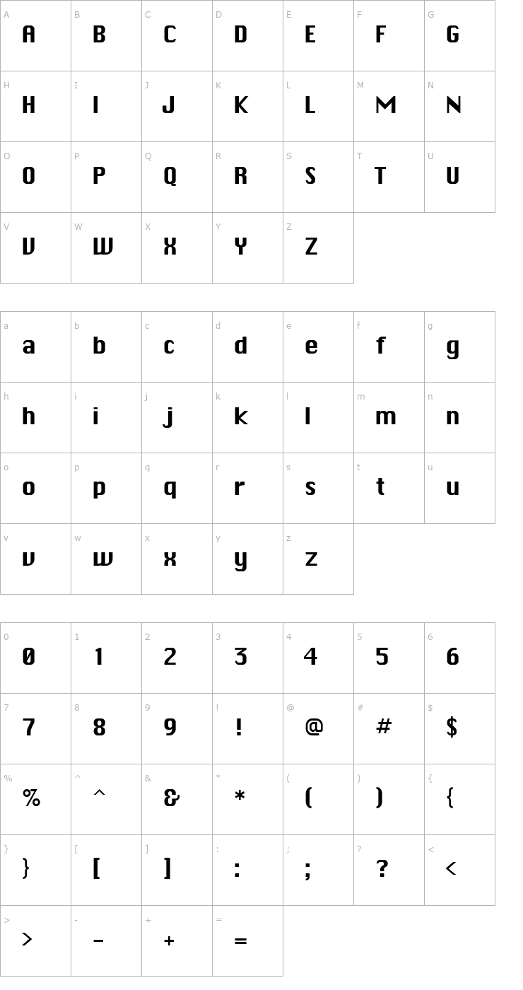 Character Map TrSah Chicago Font