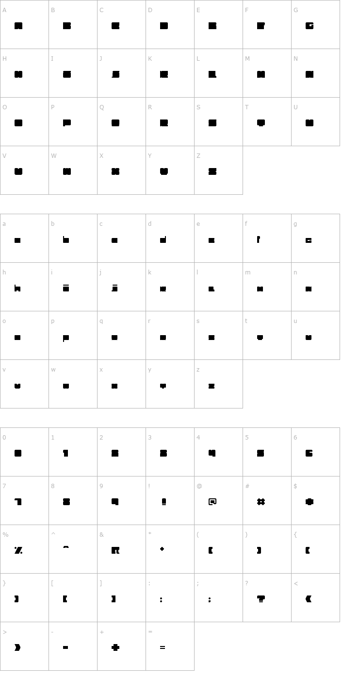 Character Map Trubik 77 Font