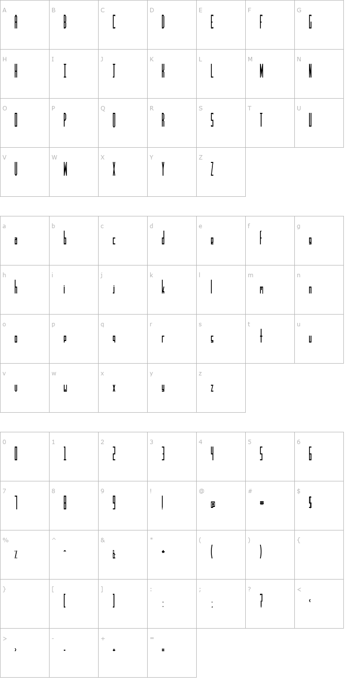 Character Map TRUCK Rocketry Font