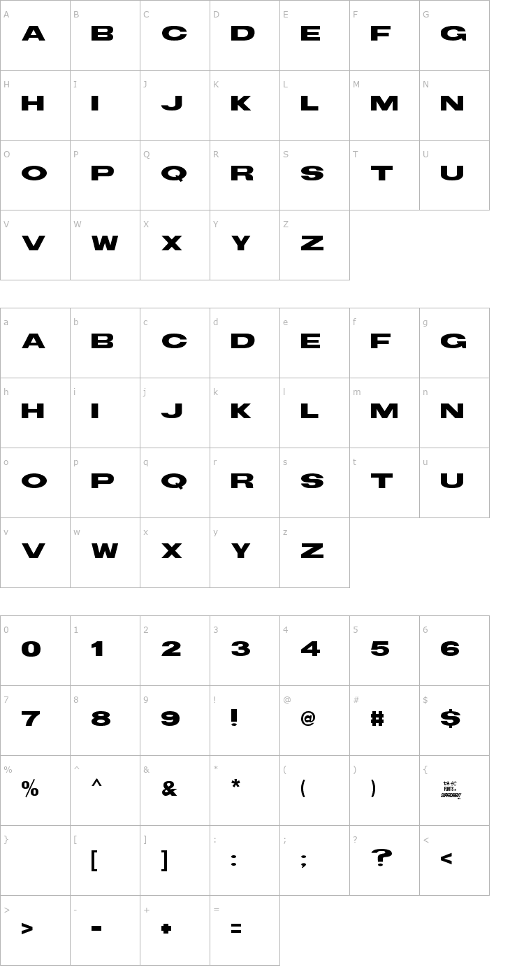 Character Map TS Block Font