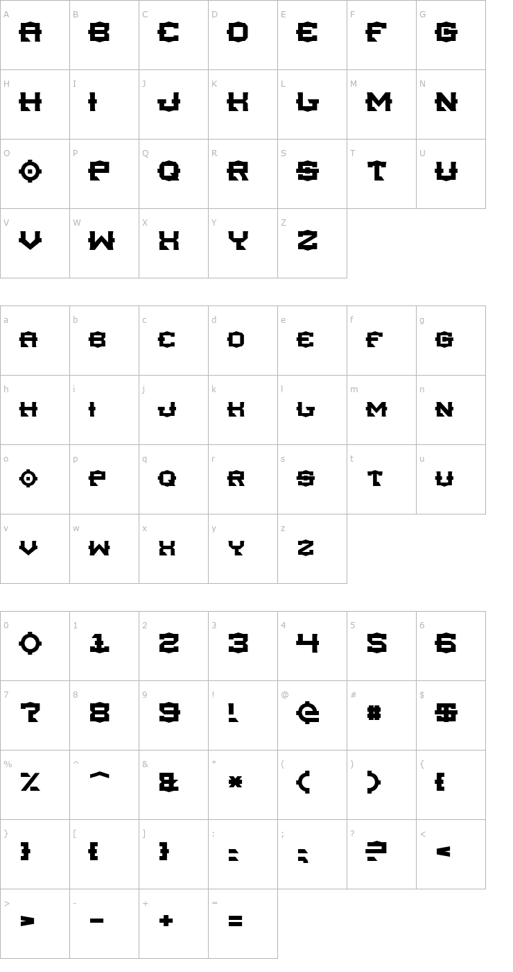 Character Map TSA Font