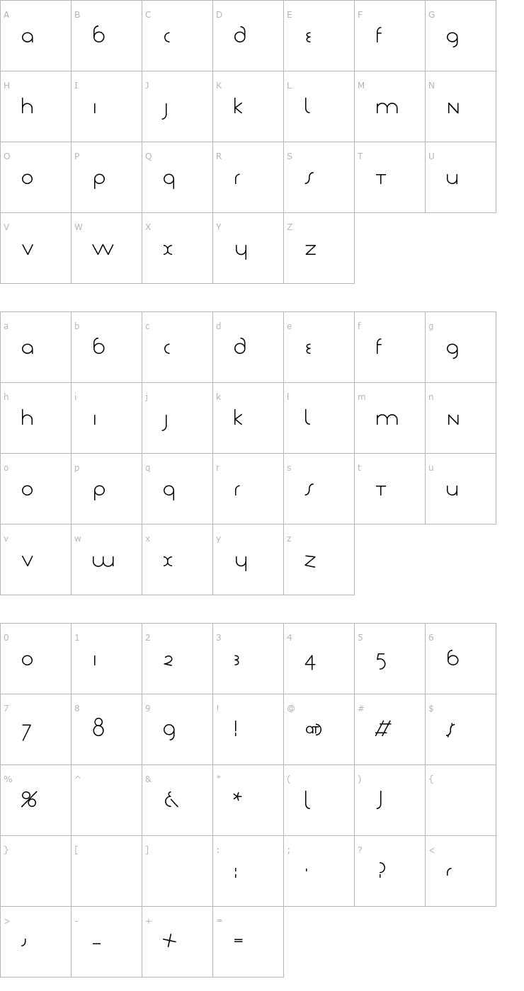 Character Map Tschich Font