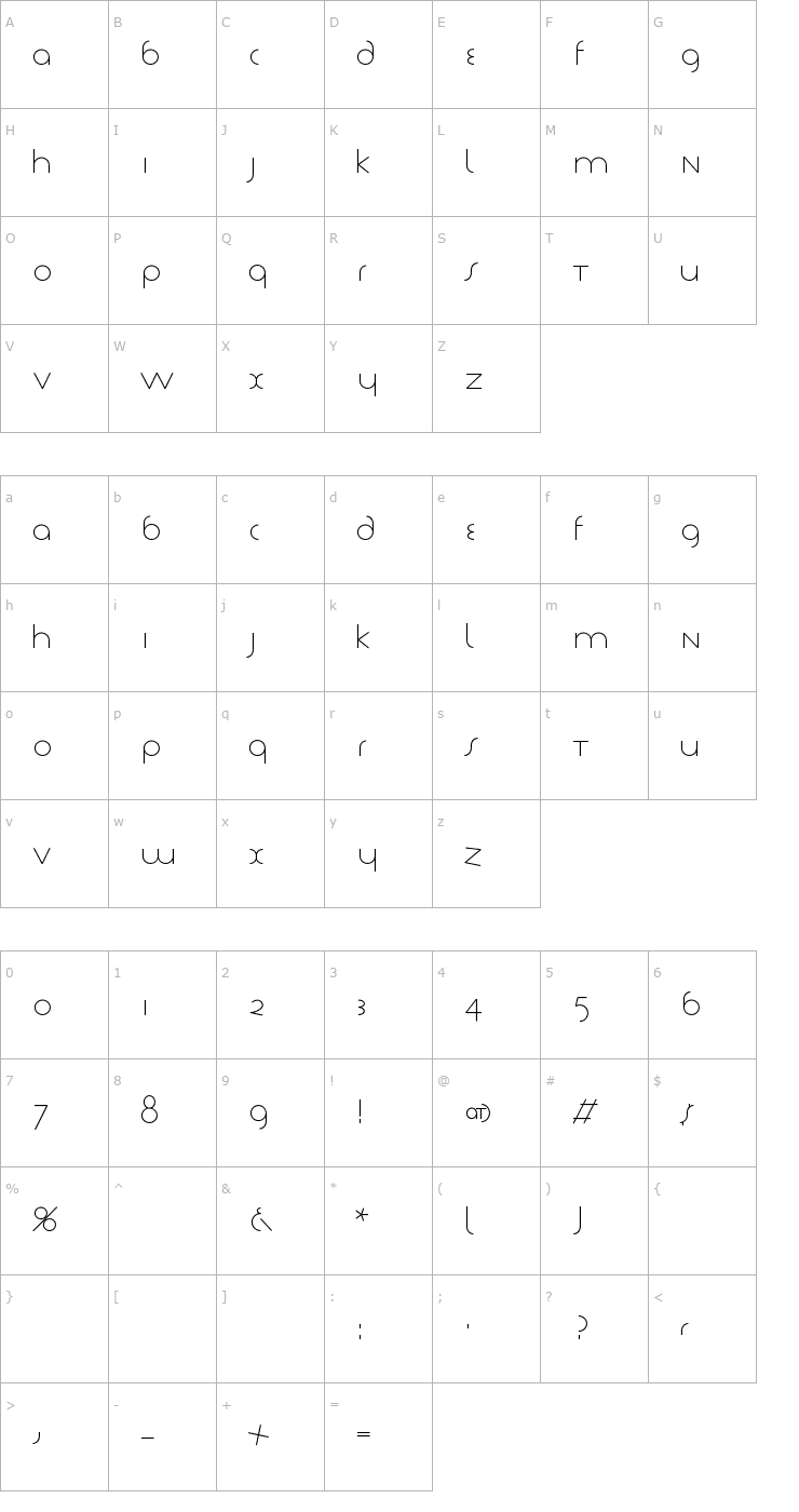 Character Map TschichLight-Light Font