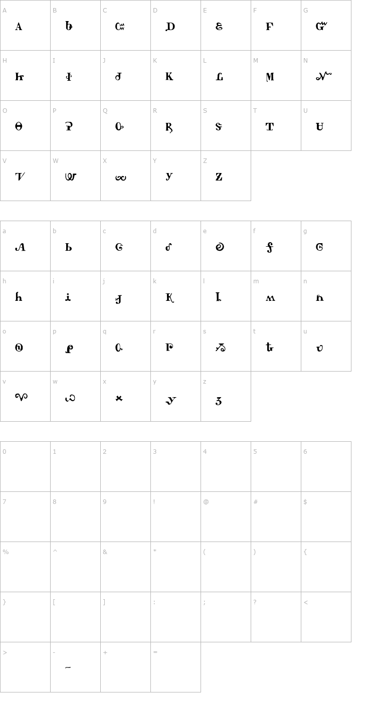 Character Map Tschiroki Font