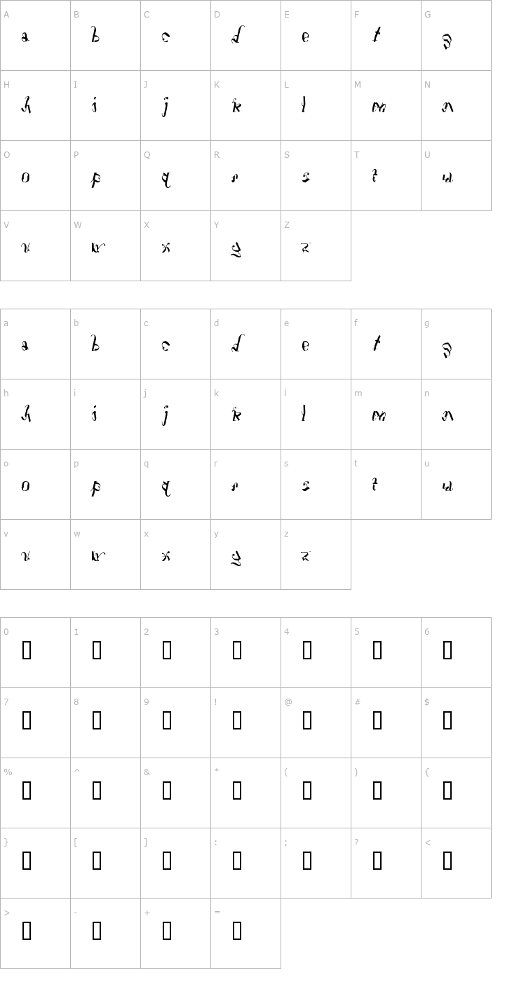 Character Map Tshtars Font
