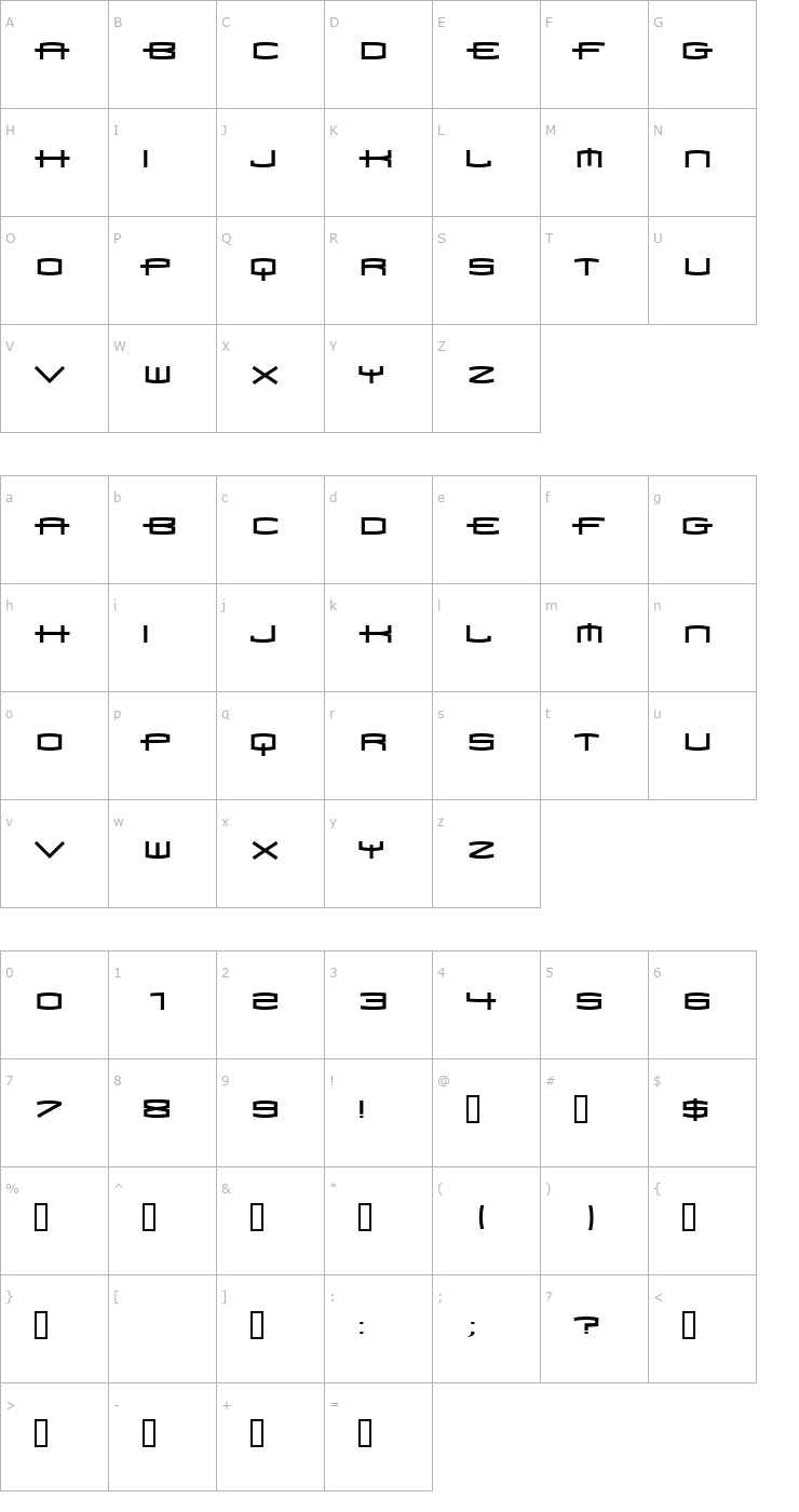 Character Map tsp 1979 1 Font