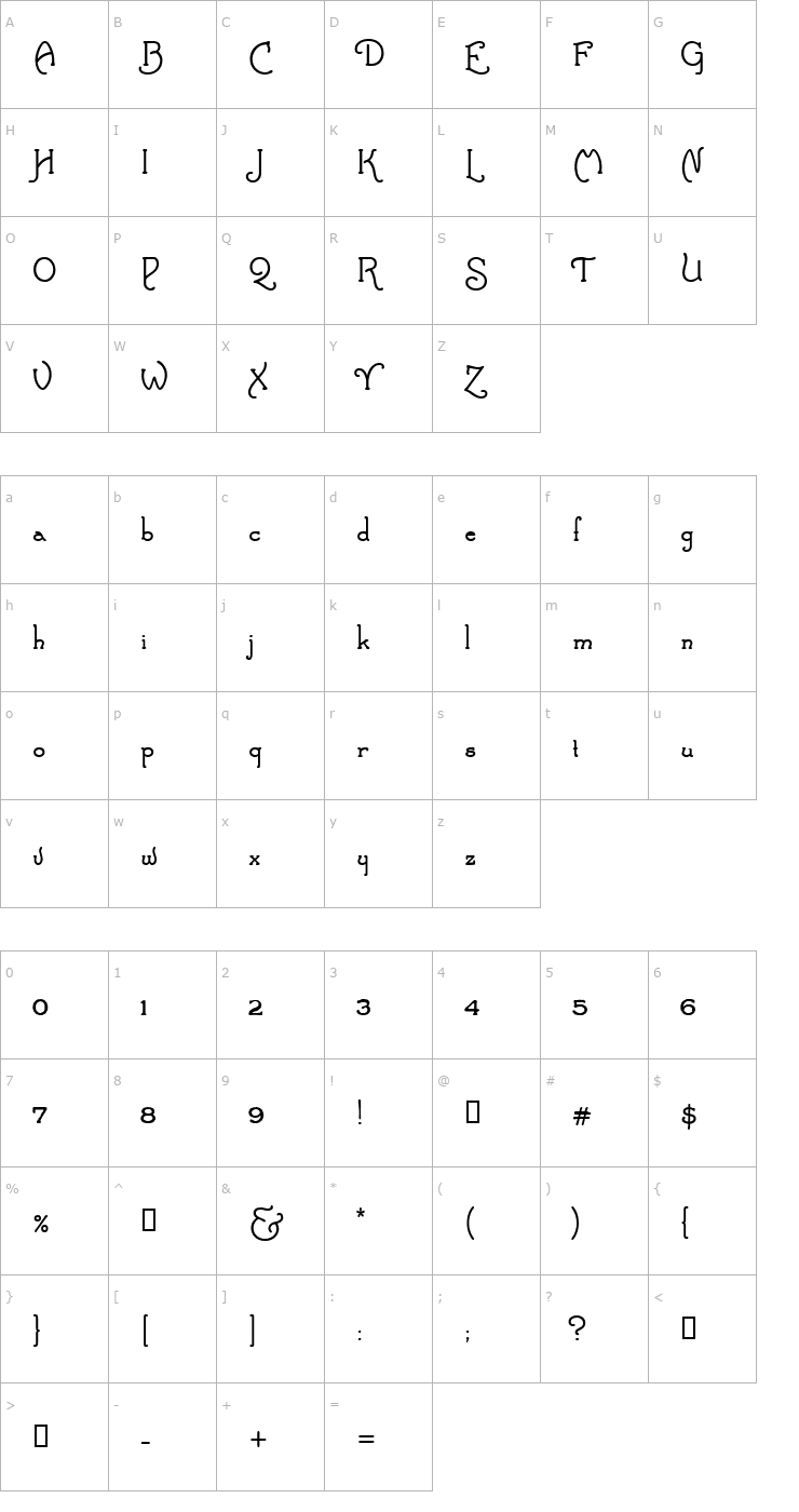 Character Map tsp adore 1 Font