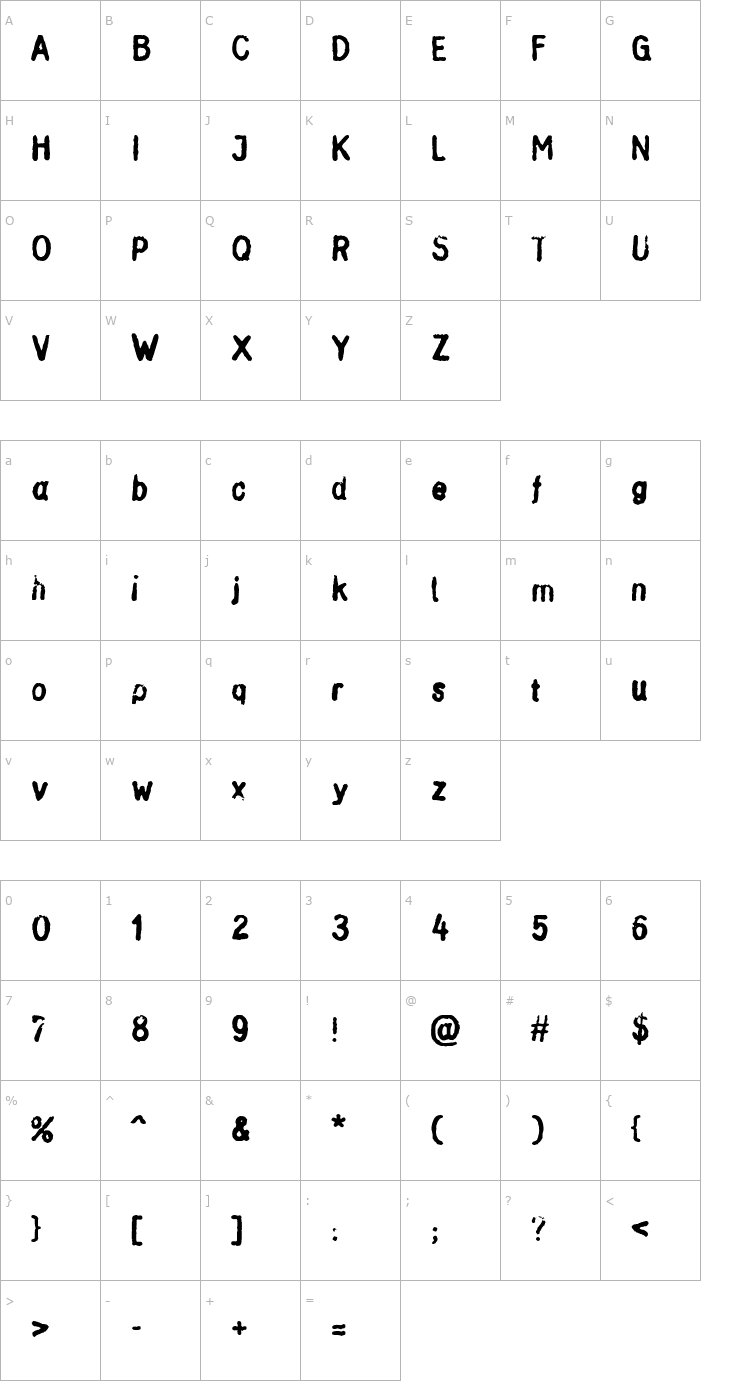 Character Map tsp adore 2 Font