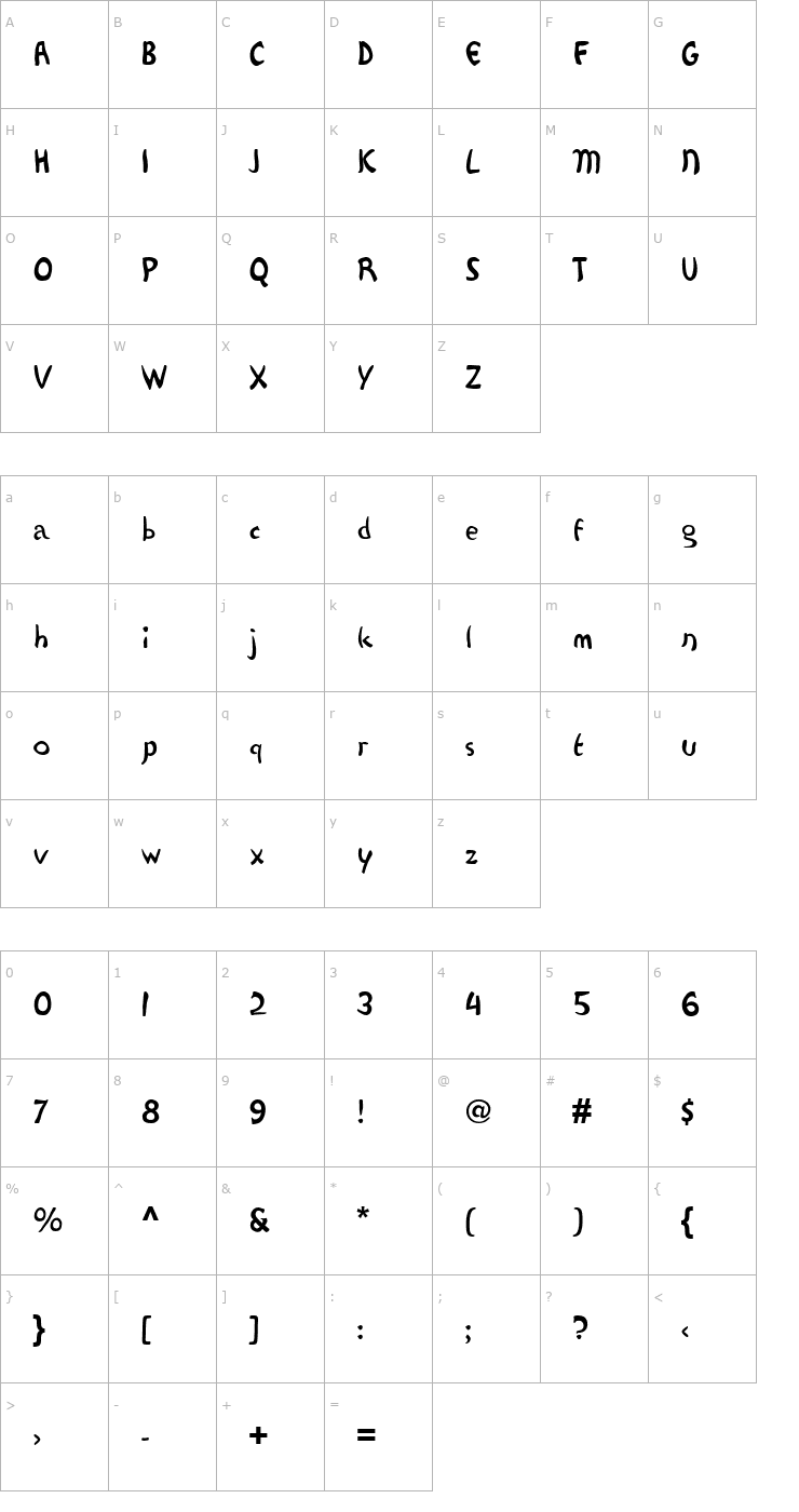 Character Map tsp mcis 2 Font