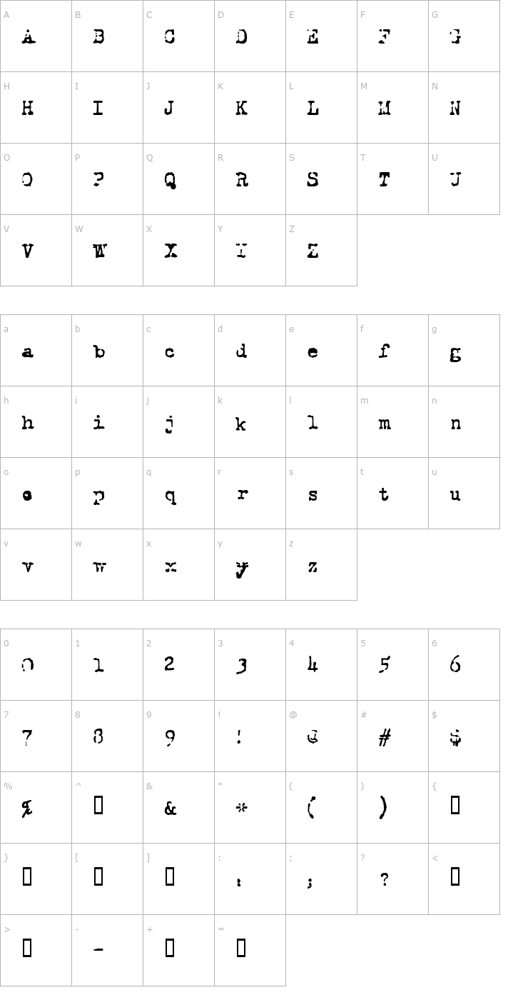 Character Map tsp pi 2 Font