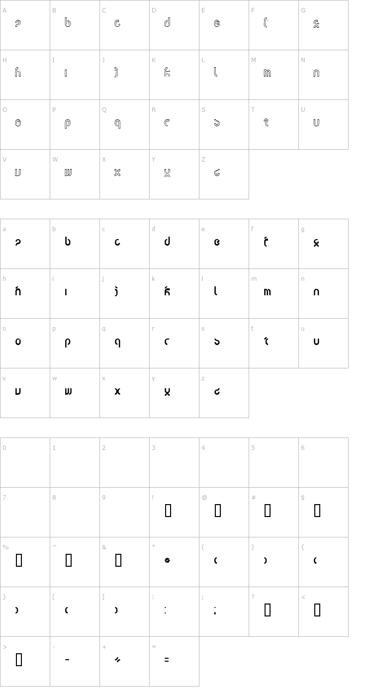 Character Map Tsunami Font