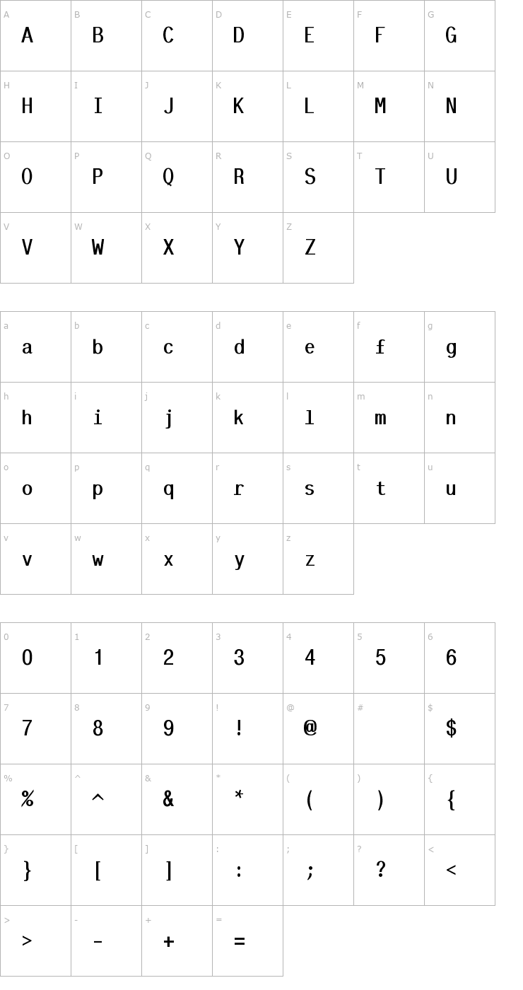 Character Map Tt-Kp-Medium Font