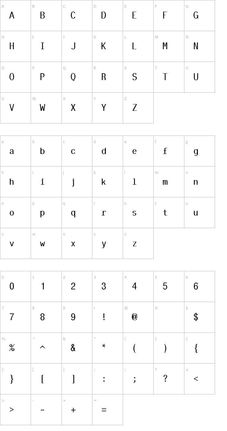 Character Map Tt-Kp-Regular Font