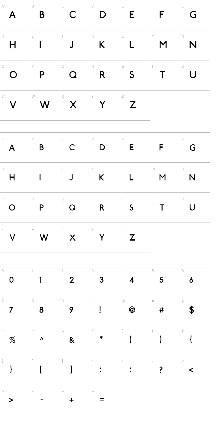 Character Map Tube Station Font