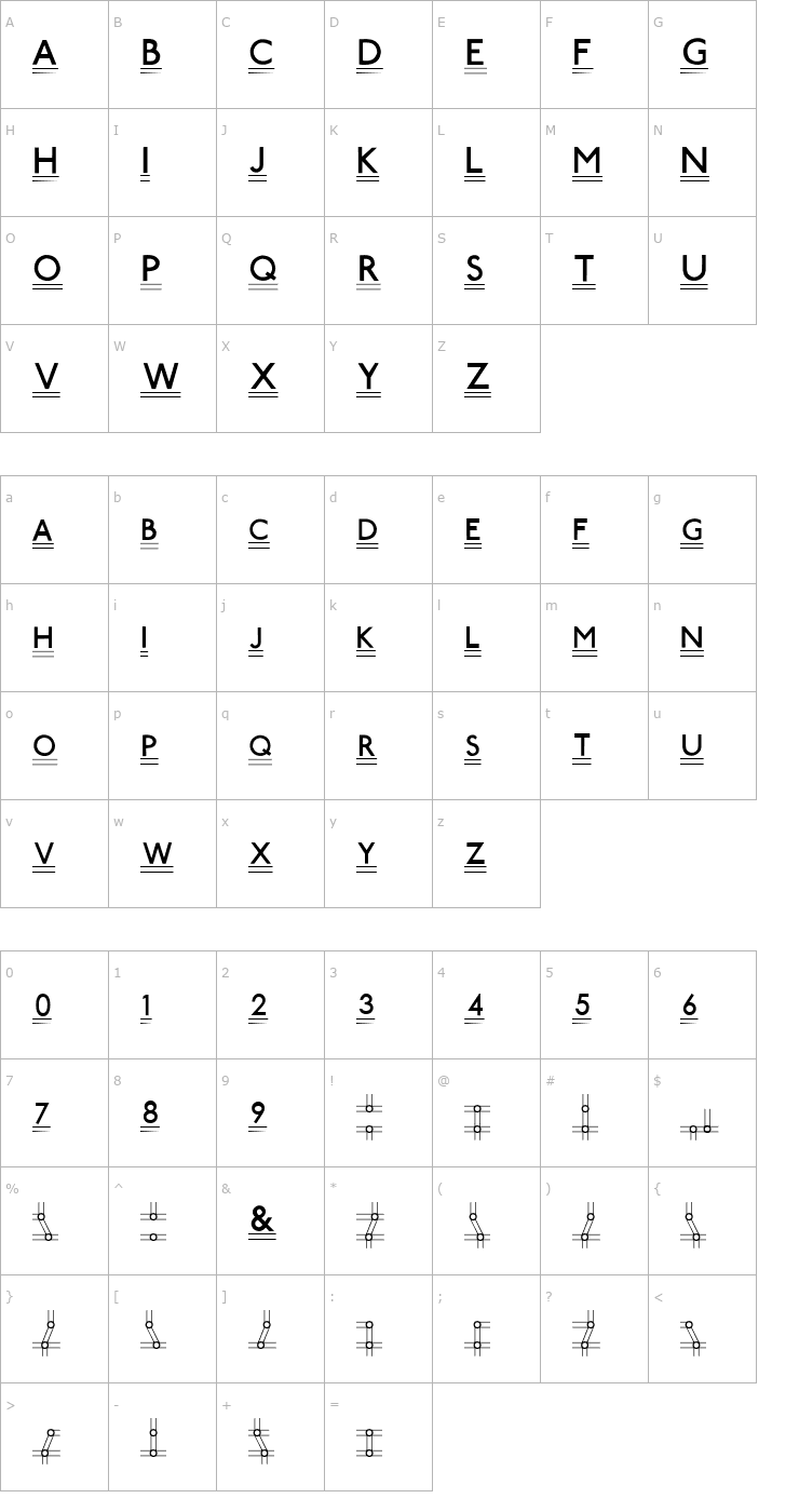 Character Map Tube Station-Plus. Font