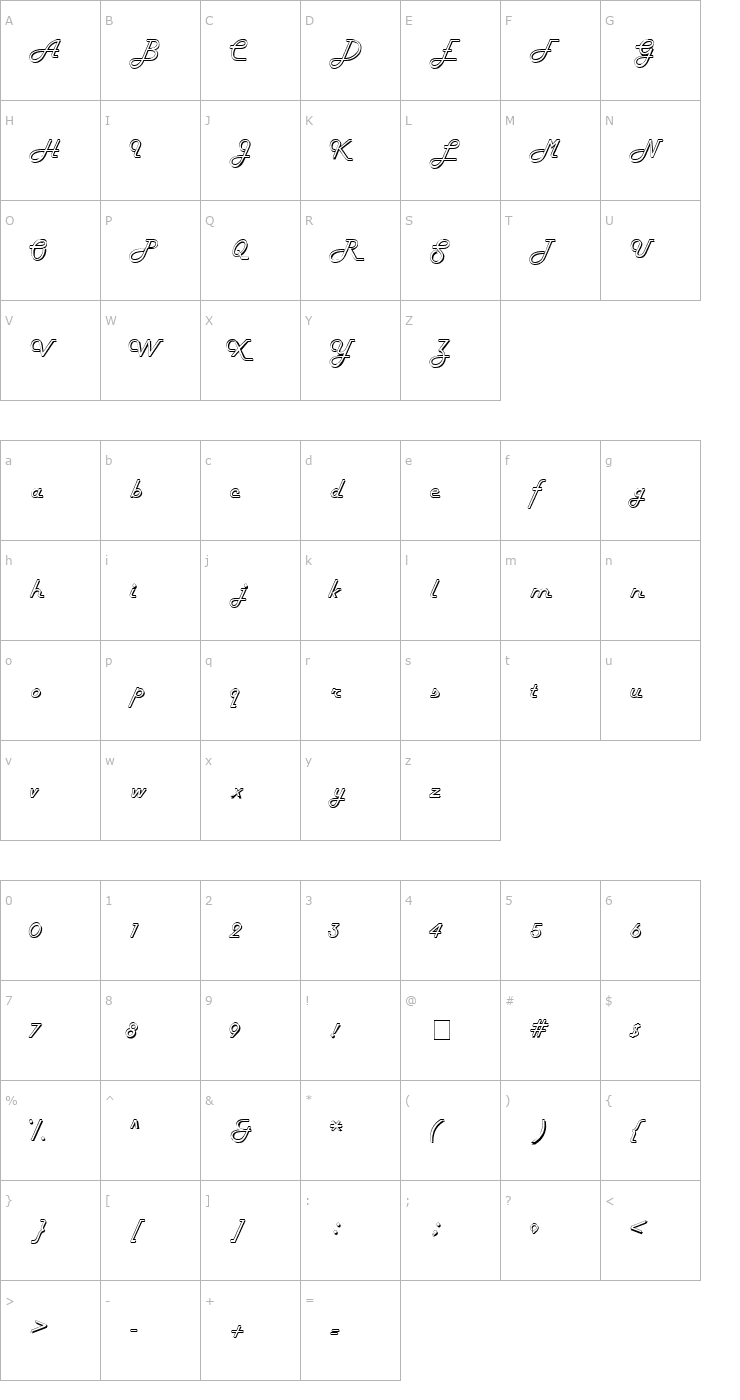 Character Map Tubula Script SSi Font
