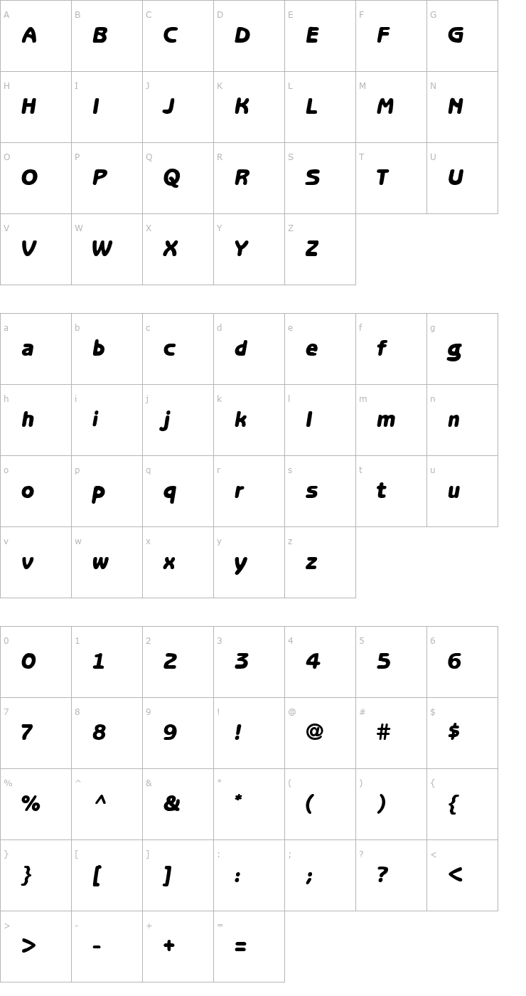 Character Map Tubular Regular Font