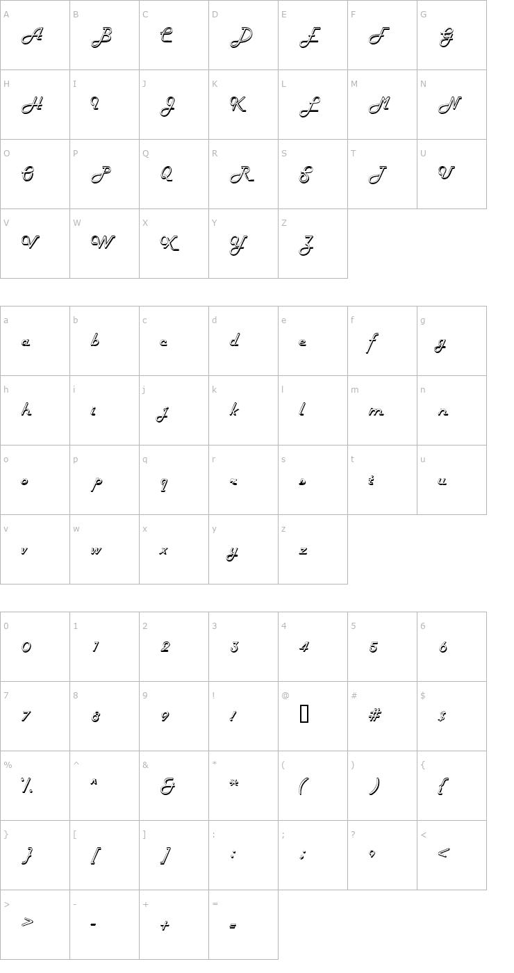 Character Map TubulaScriptSSK Font