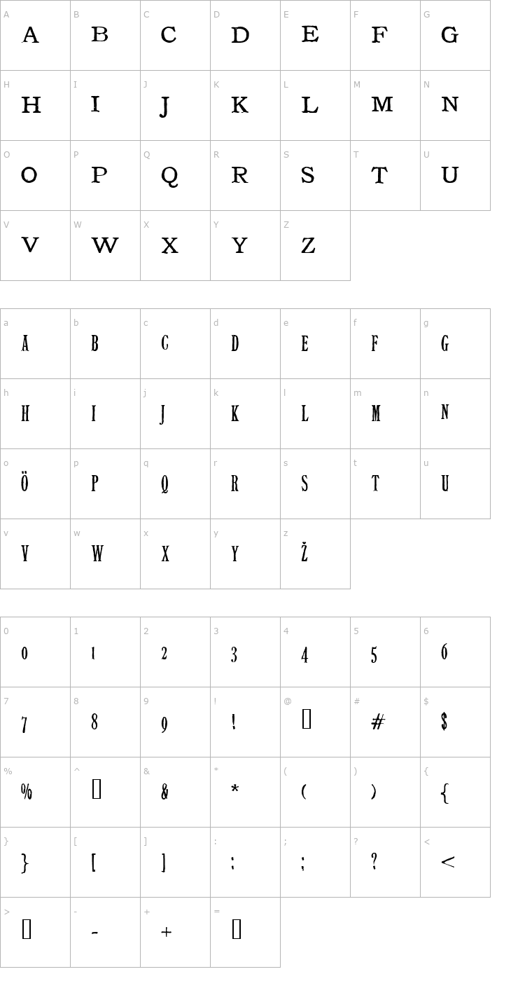 Character Map Tuce Font