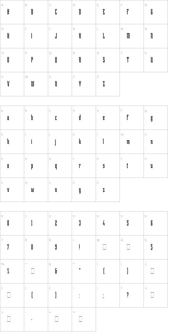 Character Map Tufnell-Regular Font
