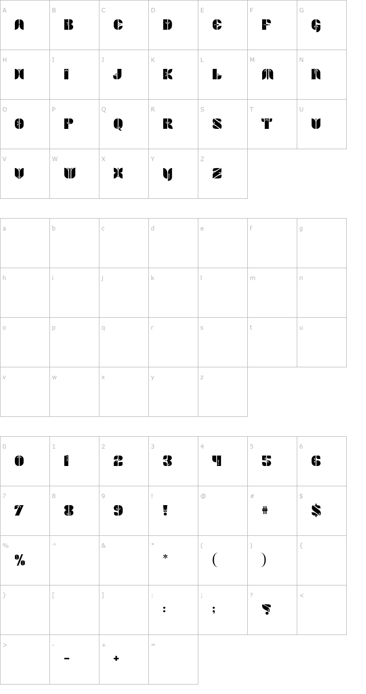 Character Map Tulip Font