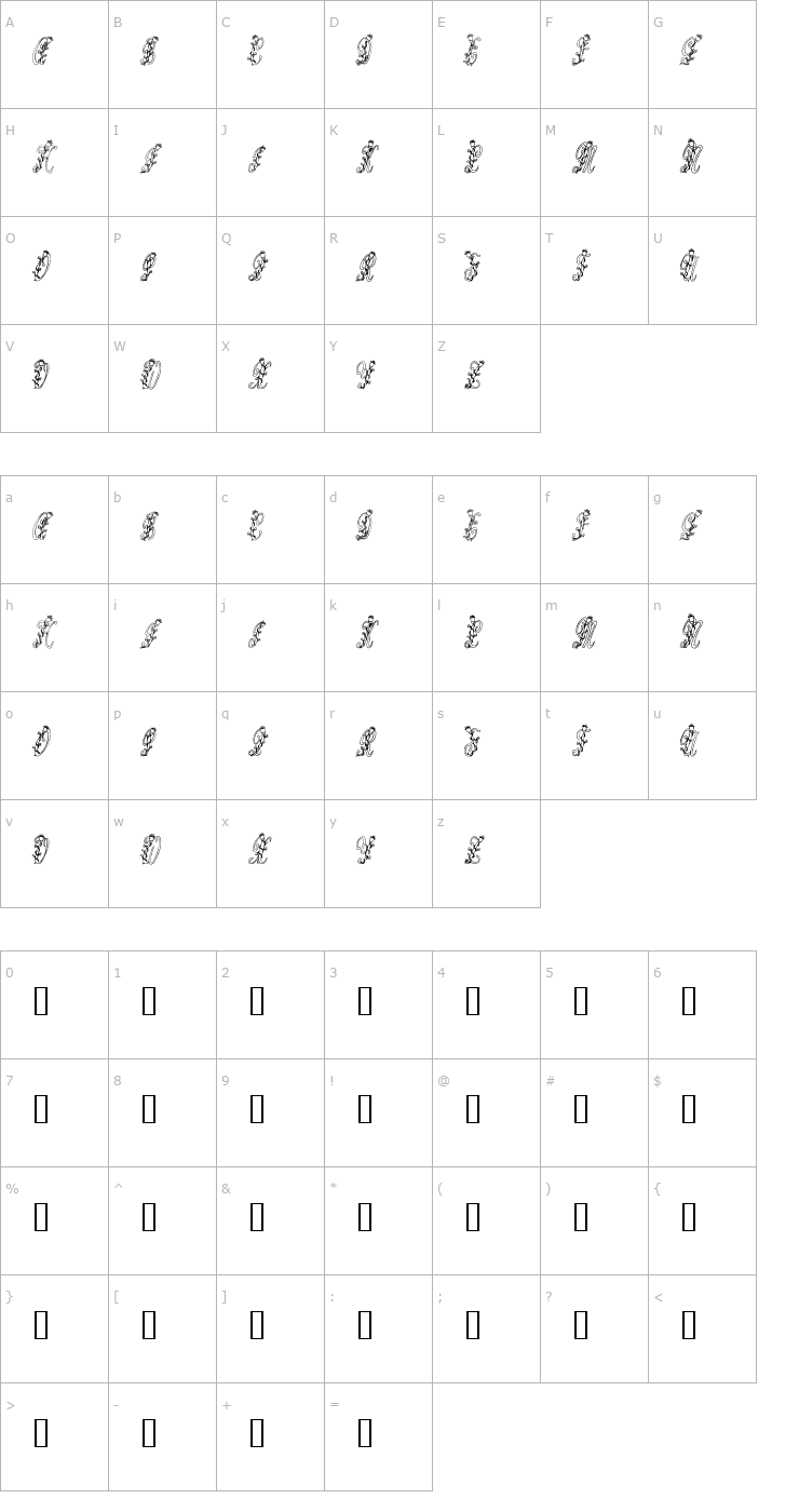 Character Map Tulips Font