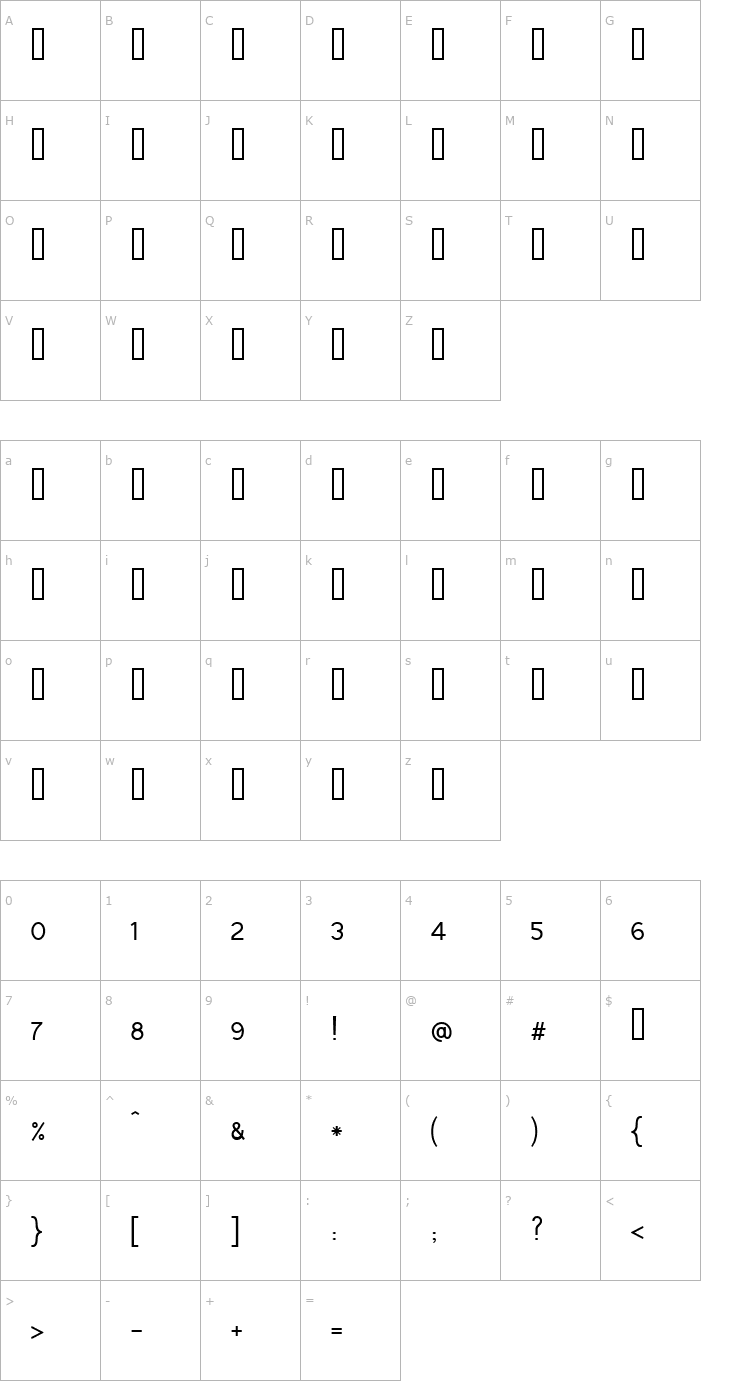 Character Map Tunga Font