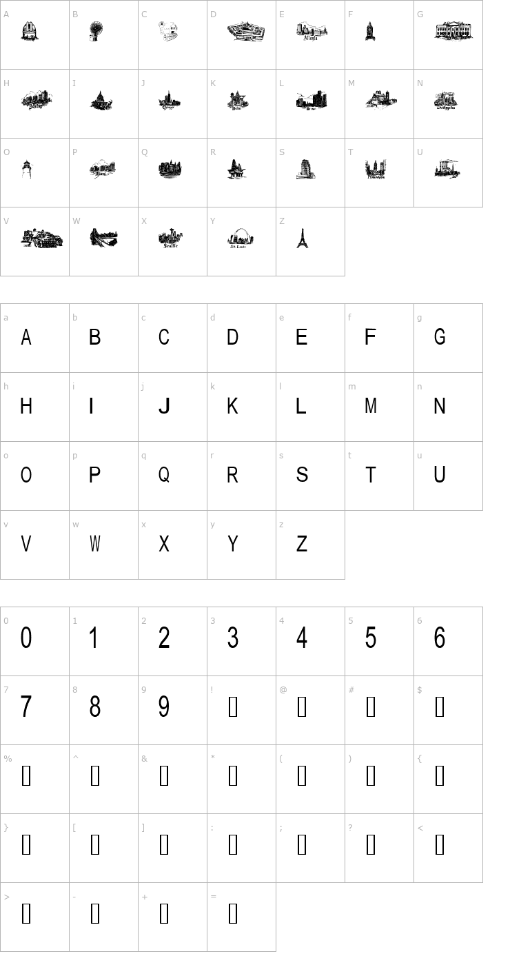 Character Map tungfont building Font
