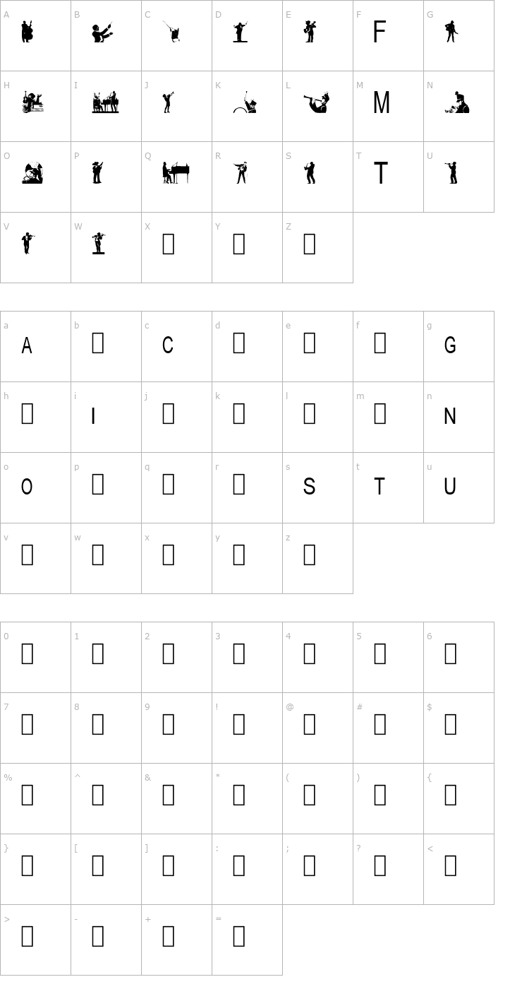 Character Map TungFont Musician Font