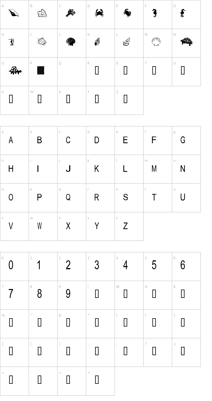 Character Map tungfont shell Font