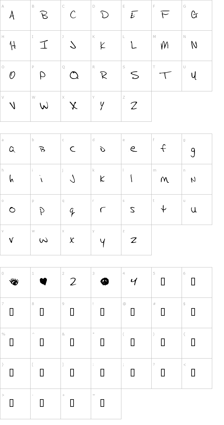 Character Map TupacHand Font